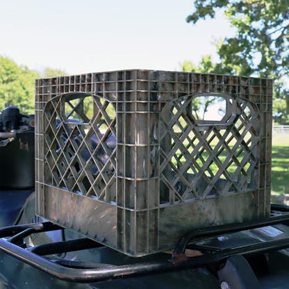 Milk Crate, Stackable Plastic Storage with Handles, 16 Qt, Camo, 2 Pack - color: Camo, size: 2-Pack