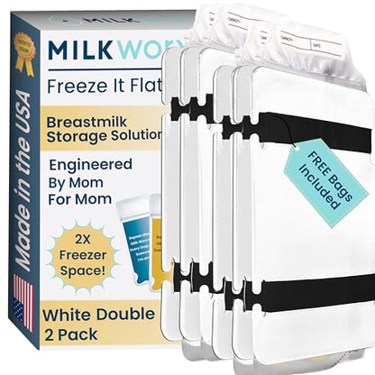 Freeze It Flat Breastmilk Bag Organizer, Set of 2 (White Double) - color: White, size: Double 2-pk