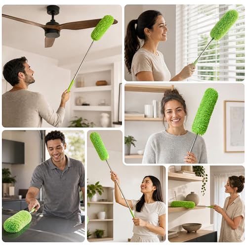 Gütewerk Extendable Microfiber Duster, 360° Bendable Head, 55 Inch Green - color: Green, size: up to 55 inch