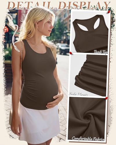 4 Pack Women's Maternity Tank Tops - color: Black, Light Gray, White, Coffee, size: XX-Large