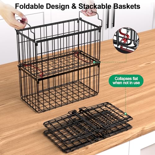 Freezer Organizer Bins, 4 Pack Big Baskets for 5/ 7 Cu.FT Deep Freezer - color: black 4 pack