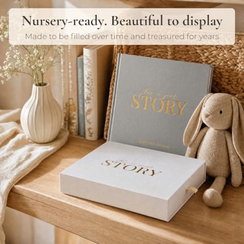 Baby Memory Book from Pregnancy to Age 5, Baby Book Keepsake, Light Grey - color: Light Grey