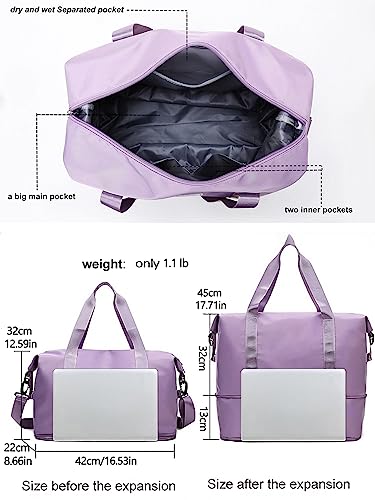 Expandable Travel Duffle Bag Weekender Carry on Bag for Women, Blue - color: Blue
