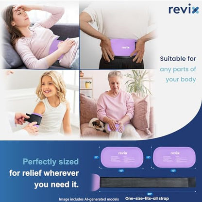 REVIX 2-Pack Gel Ice Packs Reusable, Hot Cold Gel Packs with Straps - color: Purple, size: Medium 10 x 5 Inch
