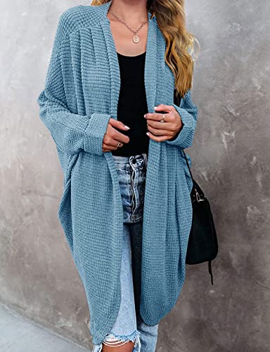 MEROKEETY Cardigan Sweaters for Women Oversized Long Cardigans Fall Outfits - color: Blue, size: Small