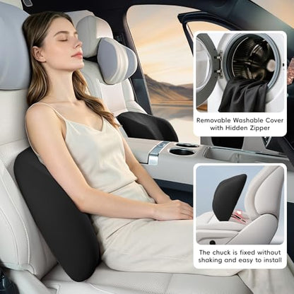 BEBAS Ergonomic Memory Foam Lumbar Support Pillow for Car & Office, Black - color: Black