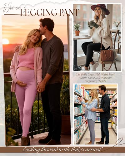 3 Pack Women's Maternity Leggings Pregnancy Pant - color: Black, Mixed Gray, Pink, size: Small