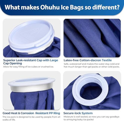 Ohuhu 3 Pack Ice Pack and Ice Bag for Injuries Hot Cold Therapy 6"/9"/11"