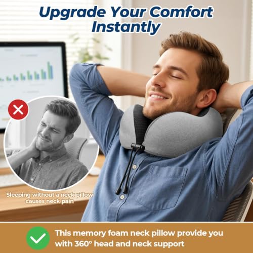 ExploreBliss Travel Pillow, Neck Pillow Airplane, Light Grey - color: Light Grey