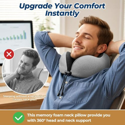 ExploreBliss Travel Pillow, Neck Pillow Airplane, Light Grey - color: Light Grey
