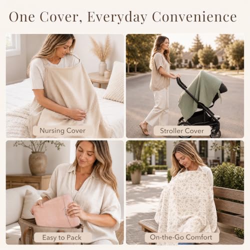 Konssy Muslin Nursing Cover Up for Breastfeeding with Rigid Hoop - color: Summer Wheat