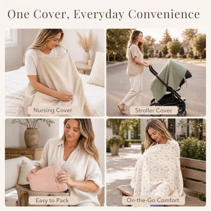 Konssy Muslin Nursing Cover Up for Breastfeeding with Rigid Hoop - color: Summer Wheat