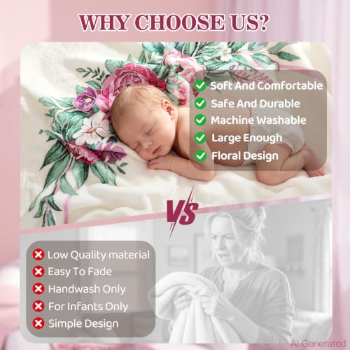 Monthly Milestone Blanket for Baby Girl Growth Chart Gift - color: Peony