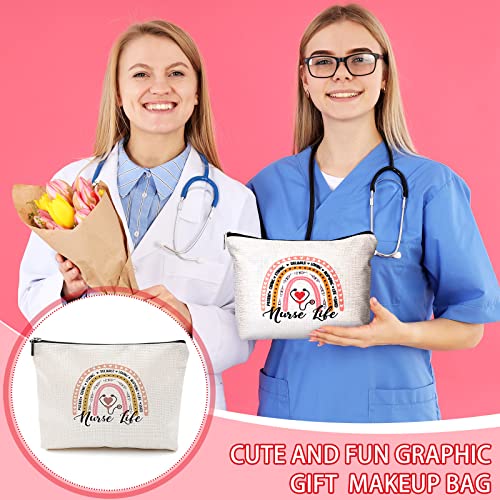 Pinkunn 9 Pcs Nurse Makeup Bags Gifts for Nurses Cosmetic Bag Zipper