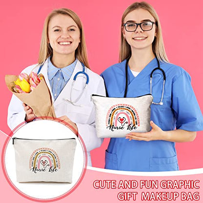Pinkunn 9 Pcs Nurse Makeup Bags Gifts for Nurses Cosmetic Bag Zipper