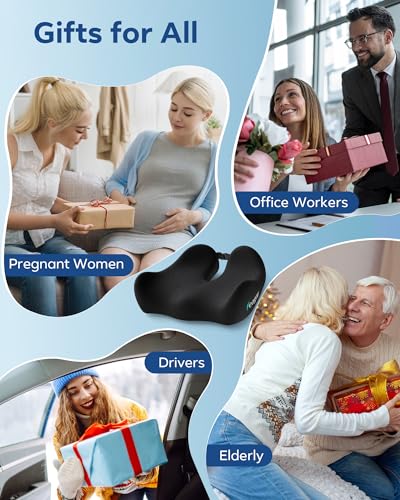 Feagar Seat Cushion for Office Chair - Memory Foam Tailbone Cushion - color: Gift Black