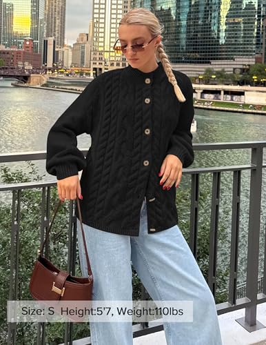 ZESICA Women's Oversized Chunky Knit Cardigan Sweaters Fall Fashion - color: Black, size: X-Large