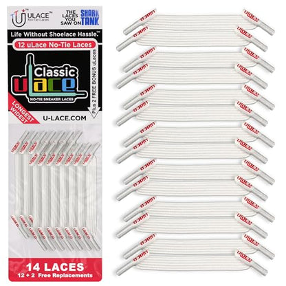 uLace Classic No-Tie Shoelaces - Elastic Shoe Laces for Sneakers - 14 Laces - color: Off-white