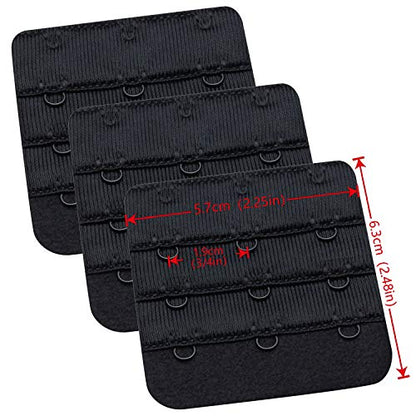 Wingslove Womens Bra Extender Bra Band Breathing room 3pcs-Pack Multi-size - color: Black, 3 Hook 3/4 Inch