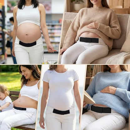 Women Adjustable Pregnancy Pants Maternity Belly Band for Pregnant - color: Black-2pc
