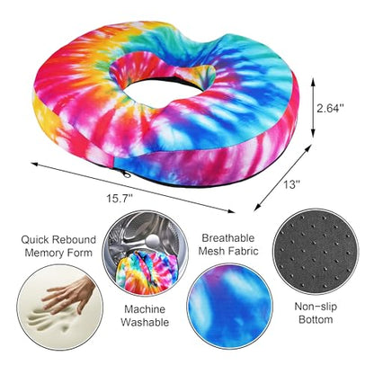 Donut Pillow Seat Cushion for Tailbone Pain Relief Hemorrhoids - color: Colorful