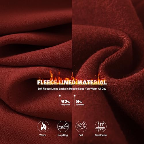 Hi Clasmix Seamless Fleece Lined Leggings Women - color: Wine Red, size: Large-X-Large