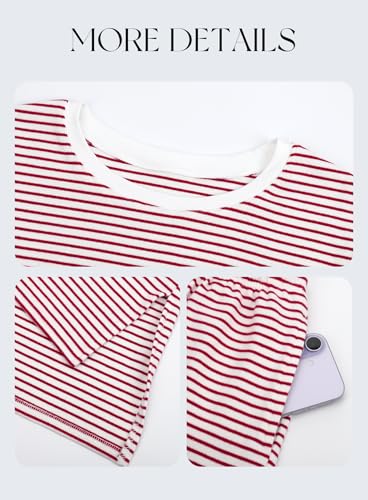 Darong Womens Striped 2 Piece Summer Lounge Sets - color: Red Stripe, size: Medium