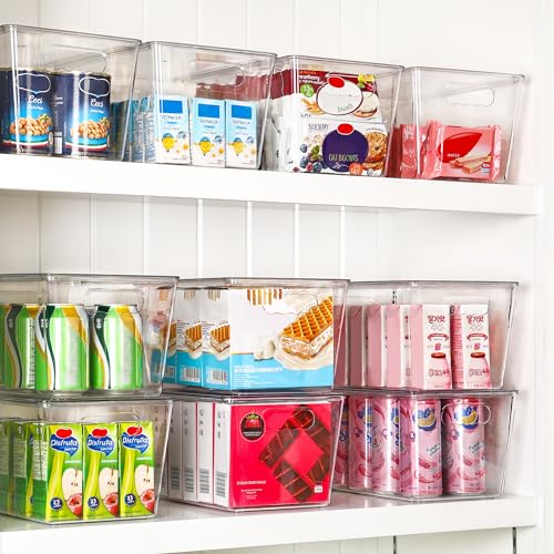 Vtopmart 6 Pack Clear Stackable Storage Bins with Lids and Handles, Large - size: L( 11"L x 7.5"W x 6"H)