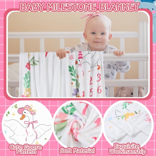 Silly Goose Baby Milestone Blanket for Baby Girl,