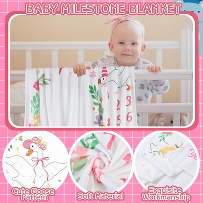 Silly Goose Baby Milestone Blanket for Baby Girl,