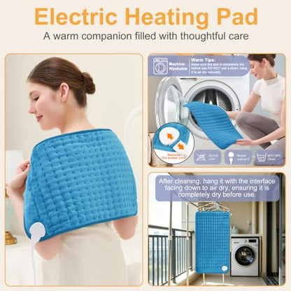 Heating Pad,Electric Heating Pads,Heating Pad for Back,Blue,24x12 Inch - color: Blue, size: 24x12 Inch