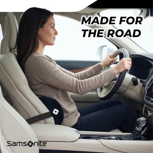 SAMSONITE - Half Moon Lumbar Support Pillow, Elevates Comfort, 100% Pure Memory Foam, Fits Most Seats