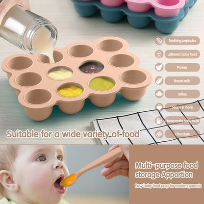 Silicone Freezer Tray with Clip-on Lid, 1.5oz x 12 Pods (Brown) - color: Light Brown (12 x 1.5 OZ)