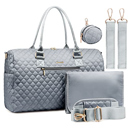 LOVEVOOK Diaper Bag Tote with Pacifier Case and Changing Pad, Large Capacity Mommy Bag for Hospital and Weekender Travel, Functional Baby Bag Newborn Baby Essential, Grey - color: Grey