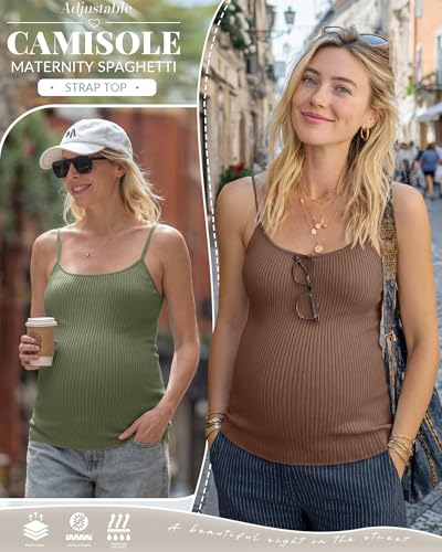 4 Pack Maternity Tank Tops - color: Gray Green, Coffee, White, Black, size: X-Large