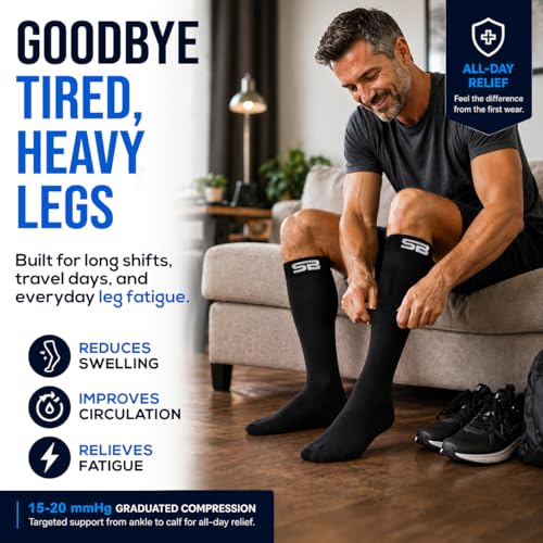 SB SOX 3-Pair Compression Socks (15-20mmHg) - color: 01 – Solid Black, size: XXL