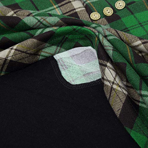 Quinee Women's Long Sleeve Plaid Colorblock Nursing Pullover Hoodie Sweatshirts - color: Black Green Plaid, size: Small