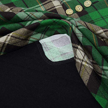 Quinee Women's Long Sleeve Plaid Colorblock Nursing Pullover Hoodie Sweatshirts - color: Black Green Plaid, size: Small