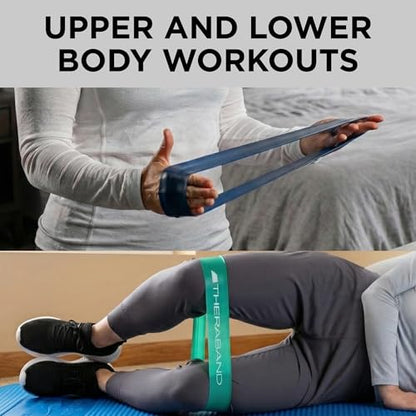 THERABAND Resistance Band Loop Set, Exercise, Workout, Physical Therapy - color: Yellow/Red/Green/Blue, size: 18 inch