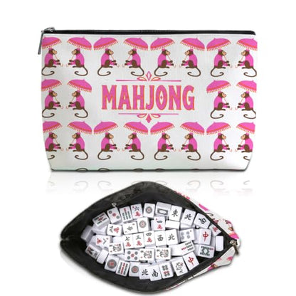 Cute Monkey Mahjong Tile Bag Makeup Bag Gift for Women (Case Only) - color: Multicolor 1809