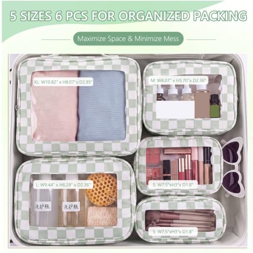 Thinkday 5 Pcs Diaper Bag Organizer Pouch Set Clear Makeup Bag, Mint Green - color: Mint Green