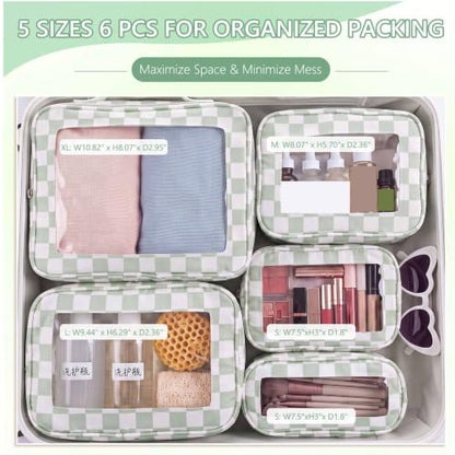 Thinkday 5 Pcs Diaper Bag Organizer Pouch Set Clear Makeup Bag, Mint Green - color: Mint Green