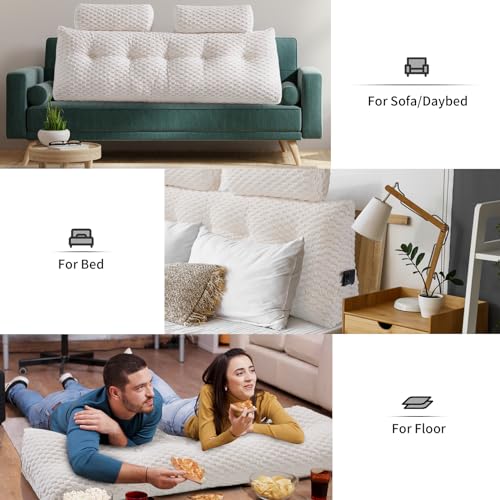 EUHAMS Headboard Pillow Full with Neck Roll, Triangular Backrest Pillow - color: White, size: Full