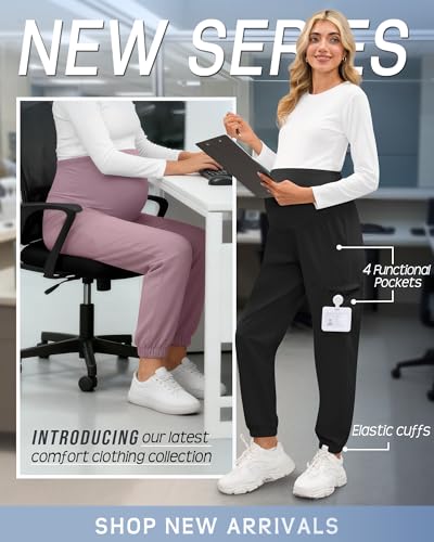 3 Pack Maternity Scrub Cargo Jogger Pants - color: Black, Dusty Purple, Apricot, size: X-Large