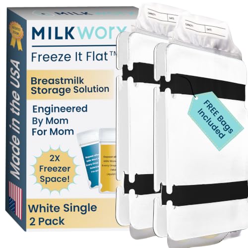 Freeze It Flat Breastmilk Freezer Storage System - Space-Saving Organizer for Breast Milk Storage Bags - Freezer Organization Made in USA (White, Single 2pk) - size: Single 2pk