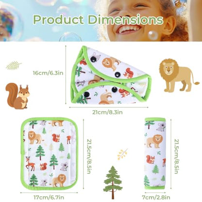 COOLBEBE Kids Seat Straps Cover Pad, Forest Animals - color: White Zoo