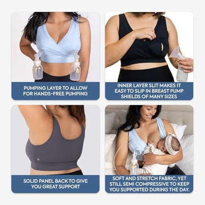 Everyday Luxe Nursing & Hands-Free Pumping Bra - Nursing and Pumping Bra Fits All Standard Pump Flanges and Wearable Pumps - color: Black, size: Medium