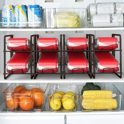 MOOACE 4 Pack Can Organizer for Pantry, Stackable Soda Can Dispenser Rack - color: Bronze