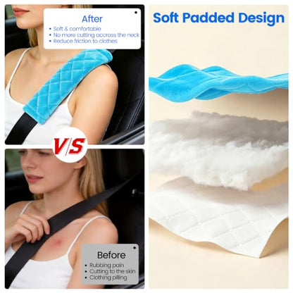 Amooca 2 Pack Seat Belt Covers Soft Shoulder Pad for Cars & Backpack - color: Blue