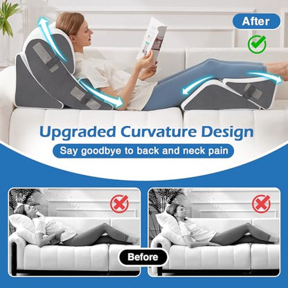 Ahpmeoa 6PCS Wedge Pillow Set for After Surgery, Sit Up Pillow, White - color: White